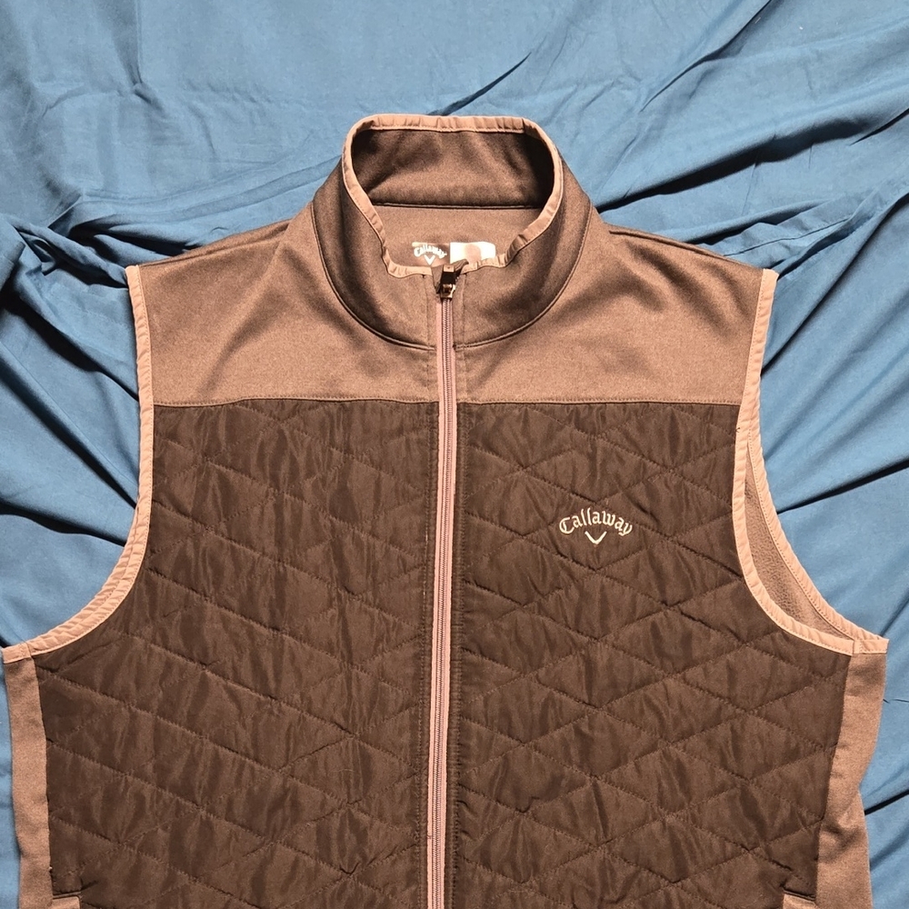 Callaway Quilted Vest in Dark Brown and Light Tan